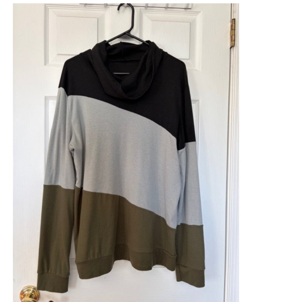 💚🖤 Preloved Striped Cowl Neck Top, Size XL 🖤💚 - Picture 4 of 5